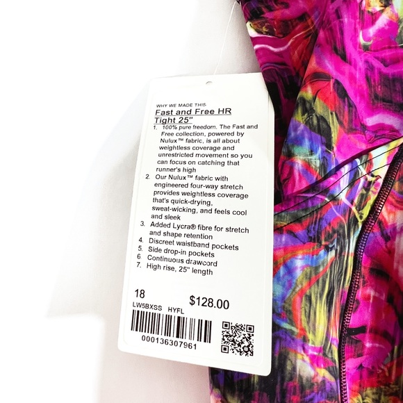 NWT Lululemon Fast and Free High-Rise Tight 25" In Hyper Flow Pink Multi - Picture 9 of 15
